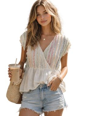 THML Boho Textured Cotton
Blouse Anthropologie
Style Fringe Trim
Top Medium